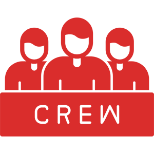 Red crew icon with three figures.