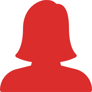Red silhouette of a woman's head.